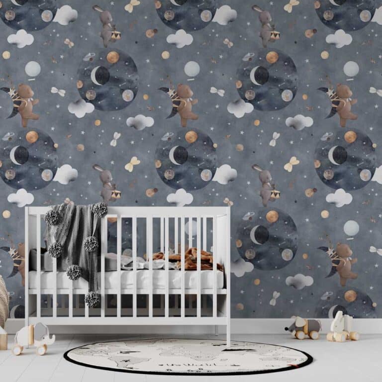 Kinderbehang Dieren feest in de ruimte