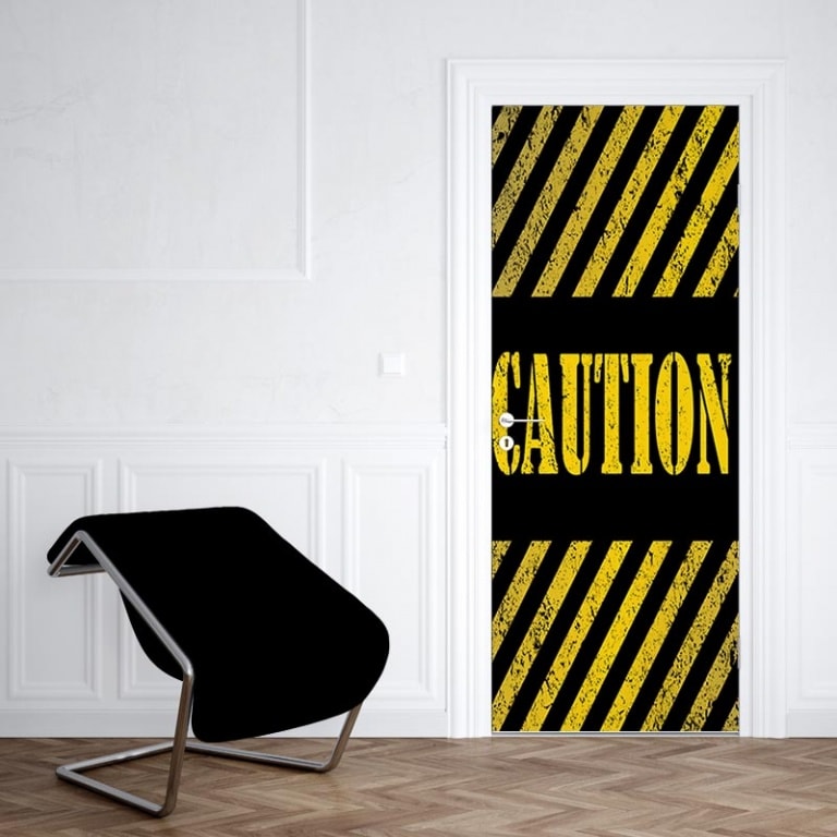 Deursticker Caution