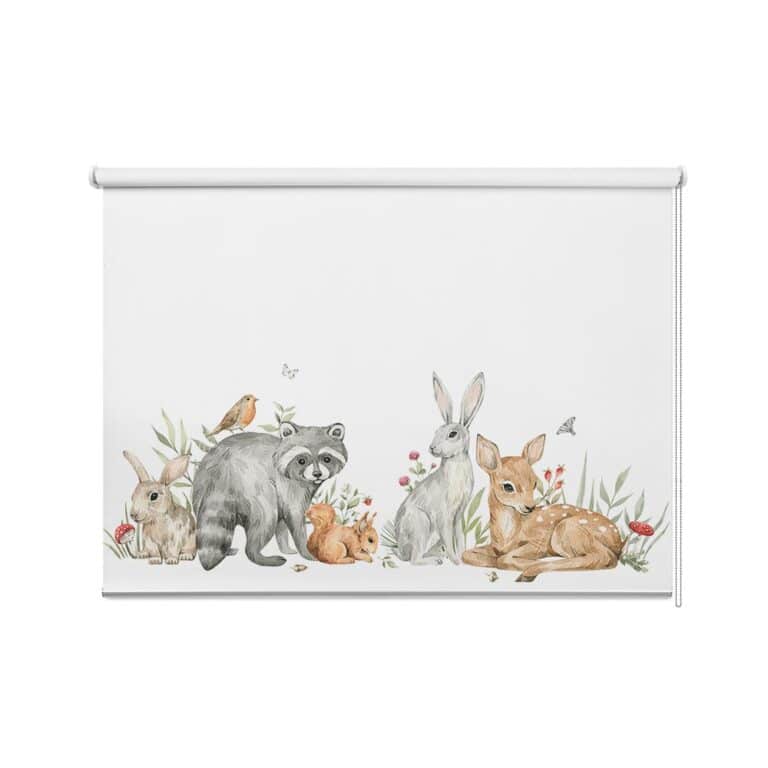 Rolgordijn Lieve bos dieren
