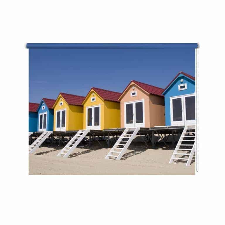 rolgordijn strandhuisjes