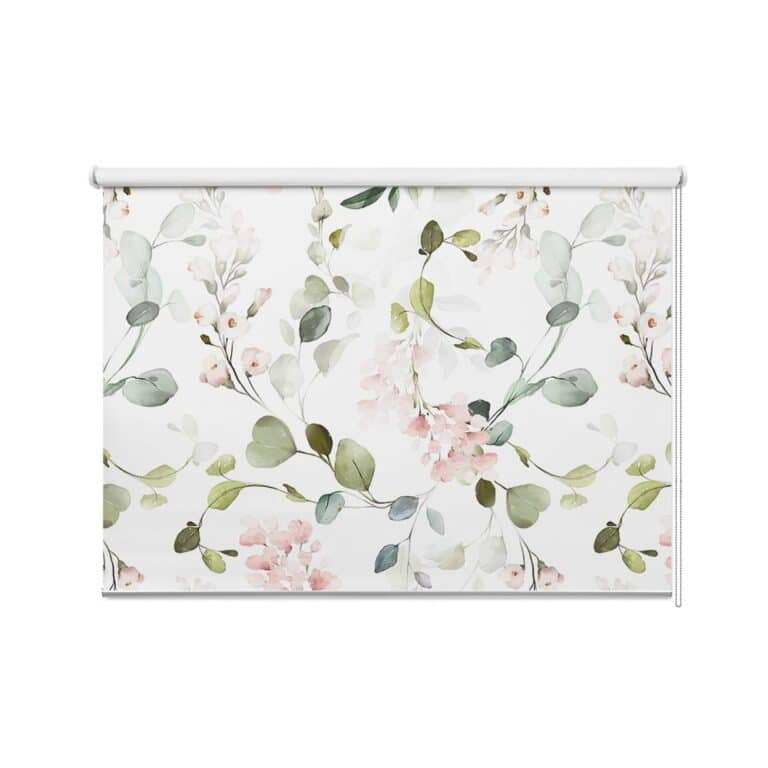 Rolgordijn Blaadjes en bloemen aquarel
