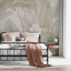 Fotobehang slaapkamer - Fotobehang Bladeren in taupe