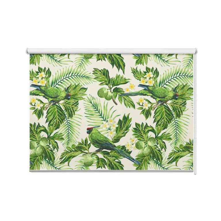 rolgordijn papegaaien patroon