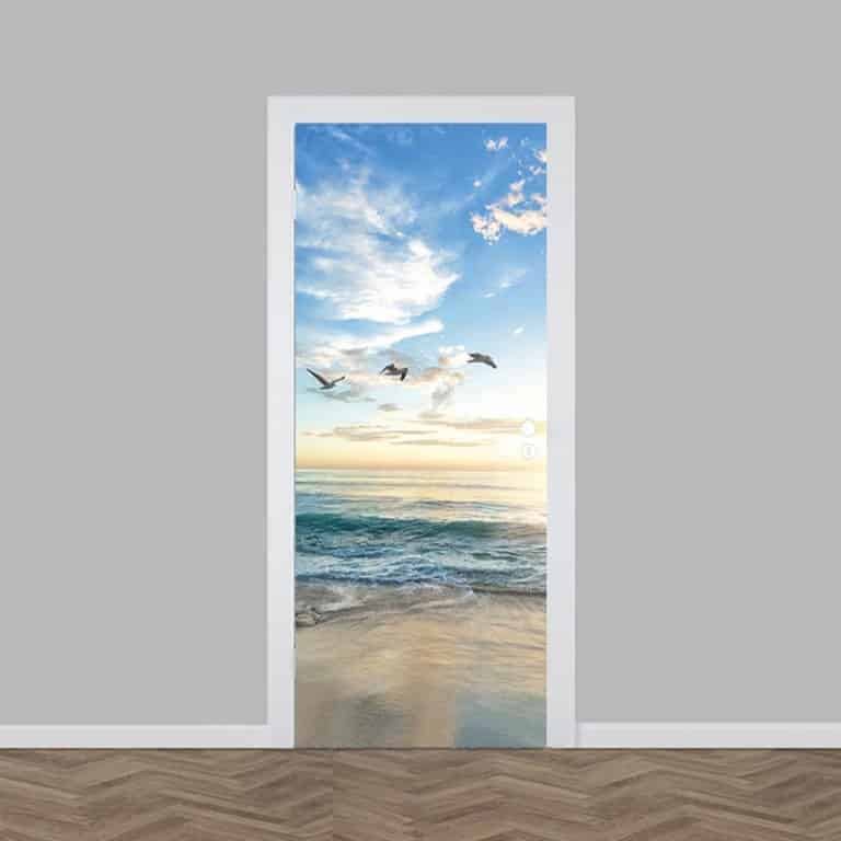 Deursticker uitzicht over zee