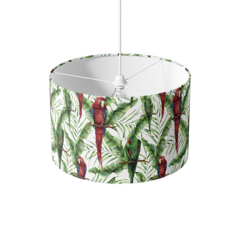 Lampenkap Groene en rode papegaaien