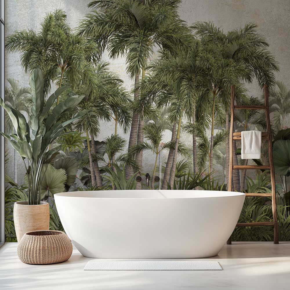 Badkamer behang Jungle met palmbomen