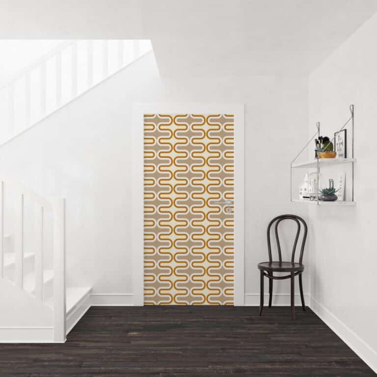 Deursticker retro bogen patroon beige bruin