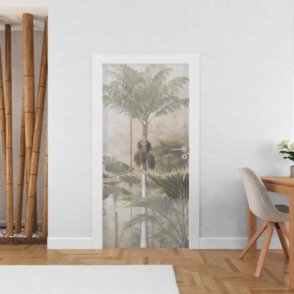 Deursticker Palmbomen in de jungle