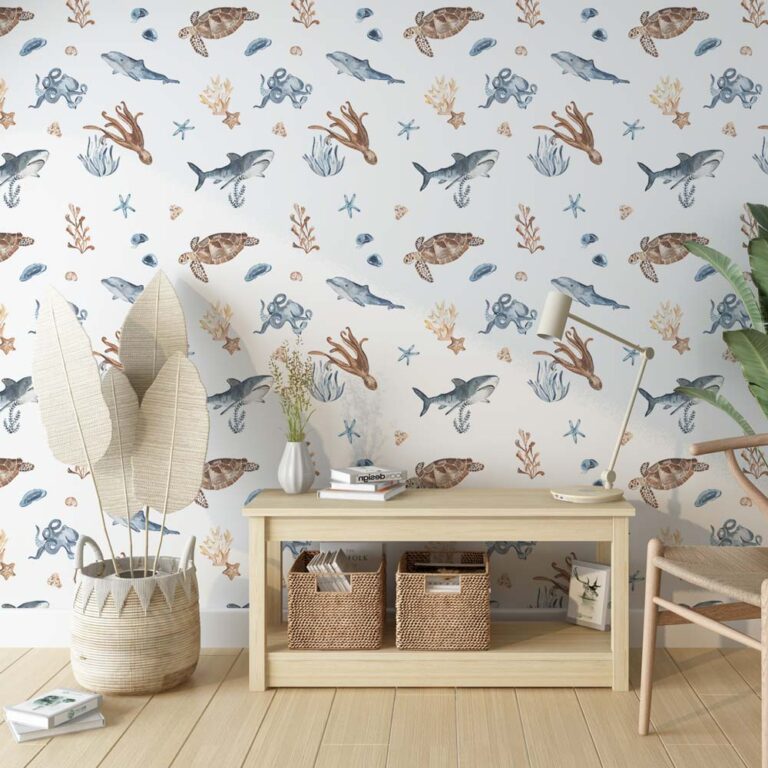 Fotobehang Zeedieren in aquarel