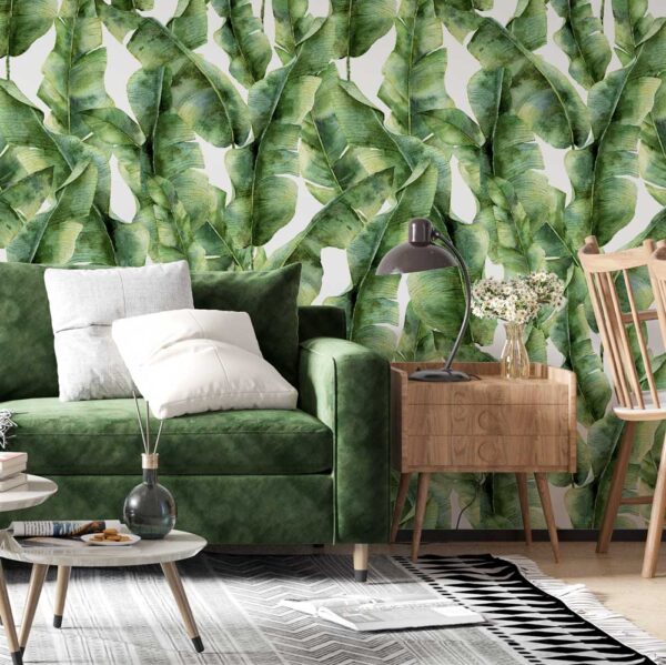 Fotobehang tropische bladeren patroon