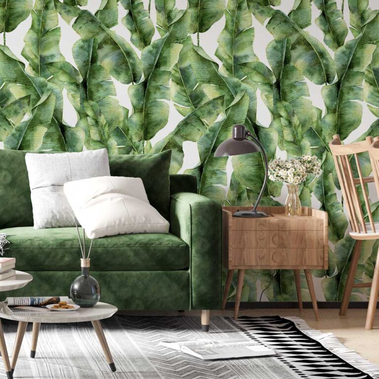 Fotobehang tropische bladeren patroon