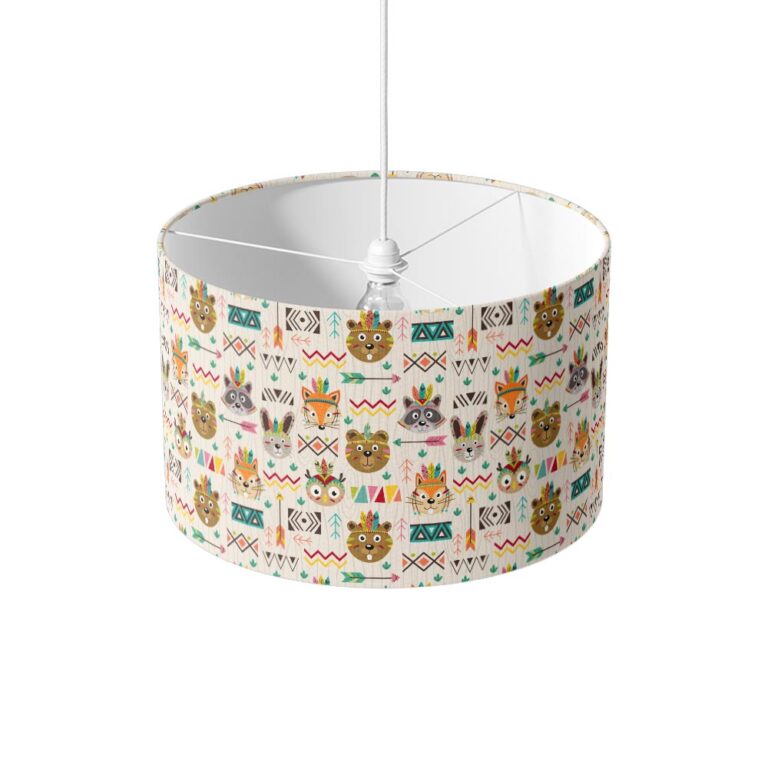 Kinderlamp - lampenkap - Lampenkap Indianen-dierend patroon