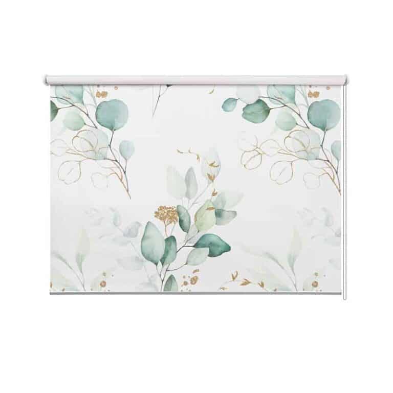 Rolgordijn Eucalyptus blaadjes met goudaccent