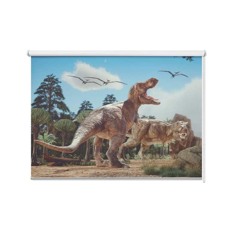 Rolgordijn Dinosaurussen in bos