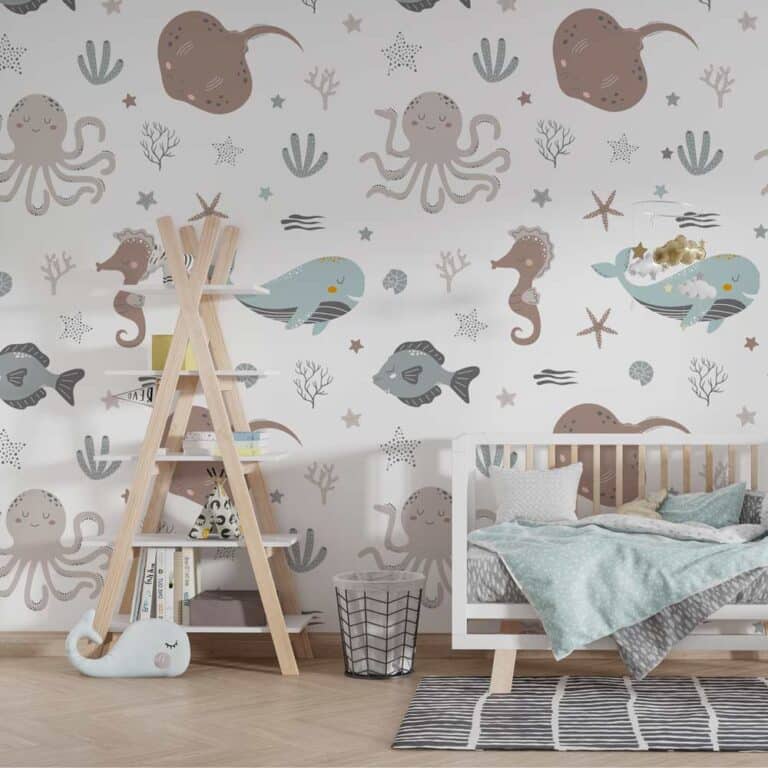 Kinderbehang Vrolijke vissen patroon