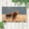 Tuinposter Schotse Hooglander met kalf