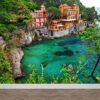 fotobehang i Italiaans dorpje aan Middellandse zee