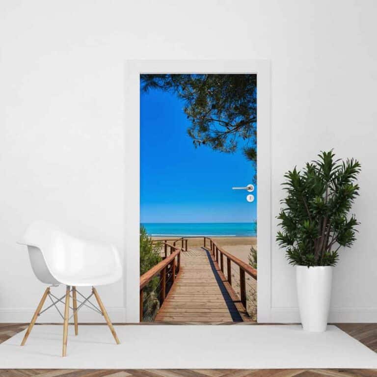 Deursticker Steiger naar zonnig strand