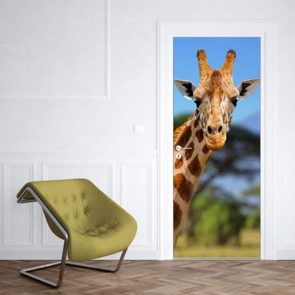 Deursticker giraf voor Kilimanjaro