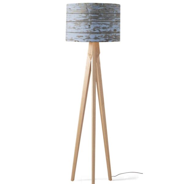 Lampenkap houten planken grijs blauw