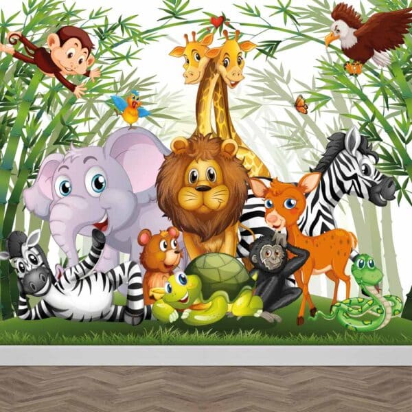 Kinderbehang Vrolijke jungle dieren