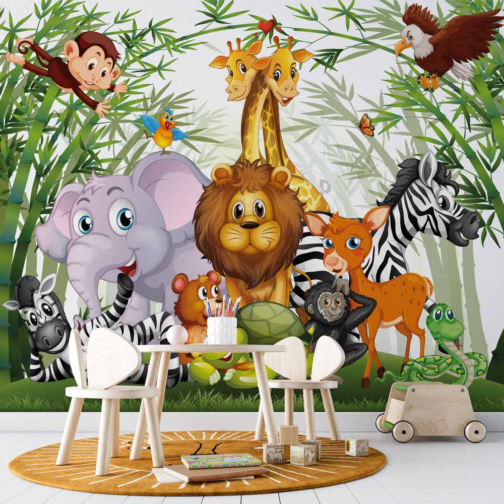 Kinderbehang Vrolijke jungle dieren