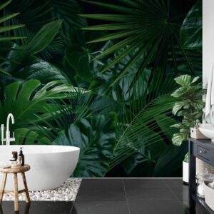 Badkamer behang Groene jungle bladeren