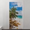 Deursticker Palmboom op tropisch strand