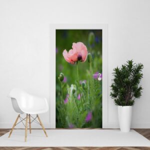 Deursticker Wilde roze bloem