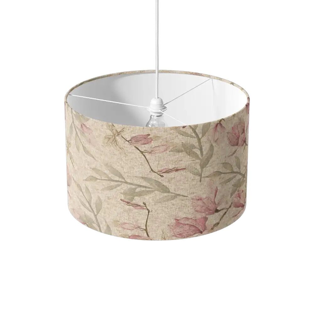 Lampenkap Magnolia patroon roze hangend