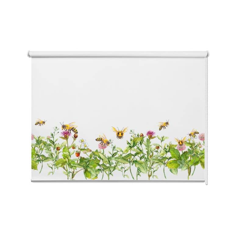 Rolgordijn Veldbloemen met bijen