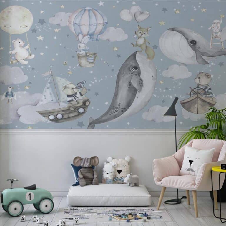 Kinderbehang op maat Dieren in zee en lucht