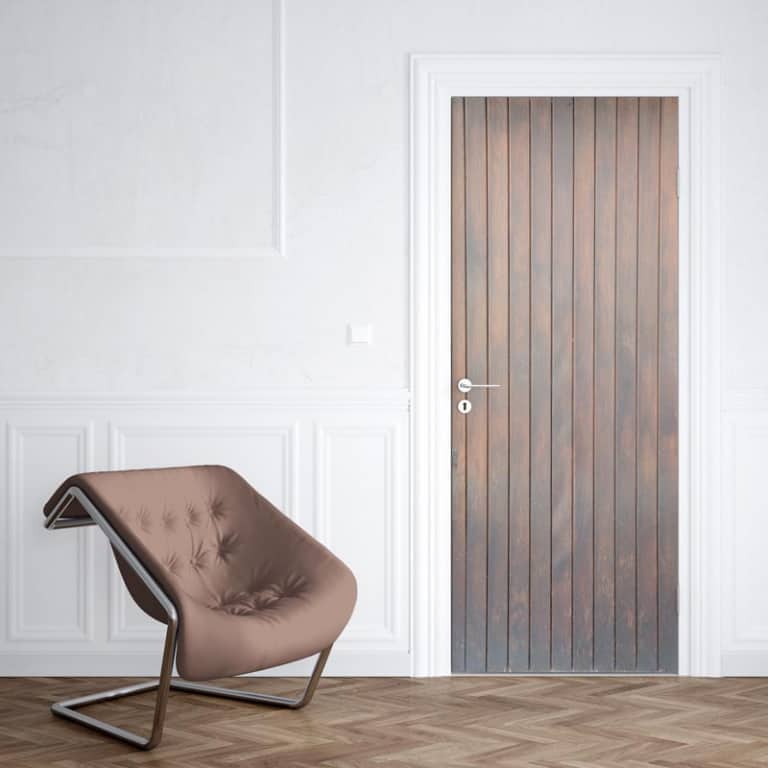 Deursticker Planken donkerbruin