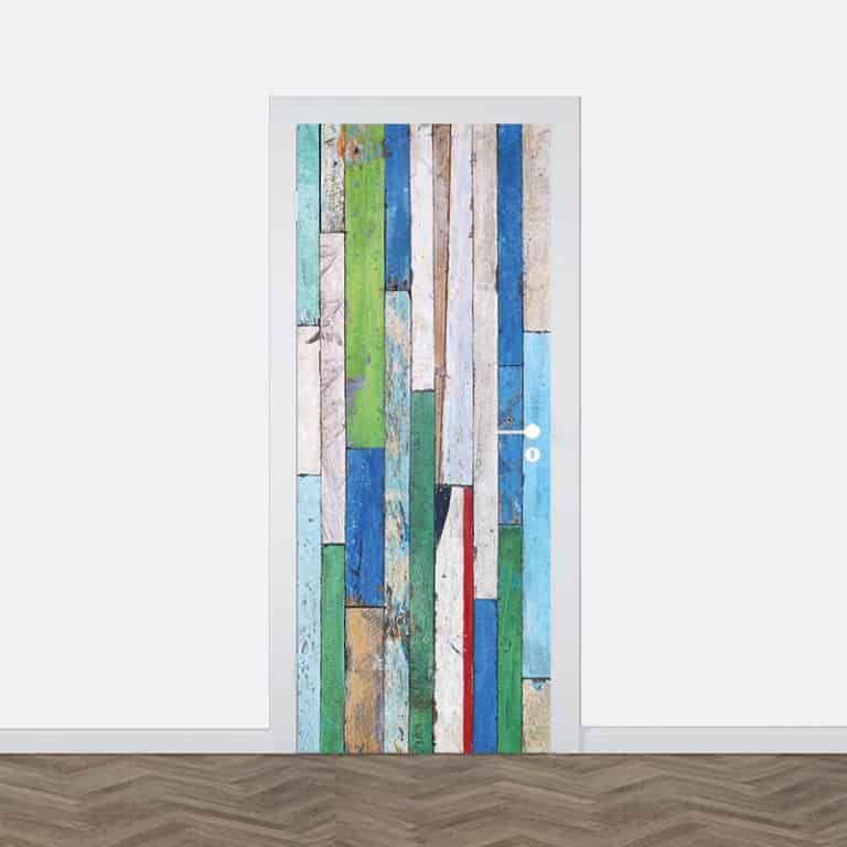 Deursticker Gekleurd steigerhout divers