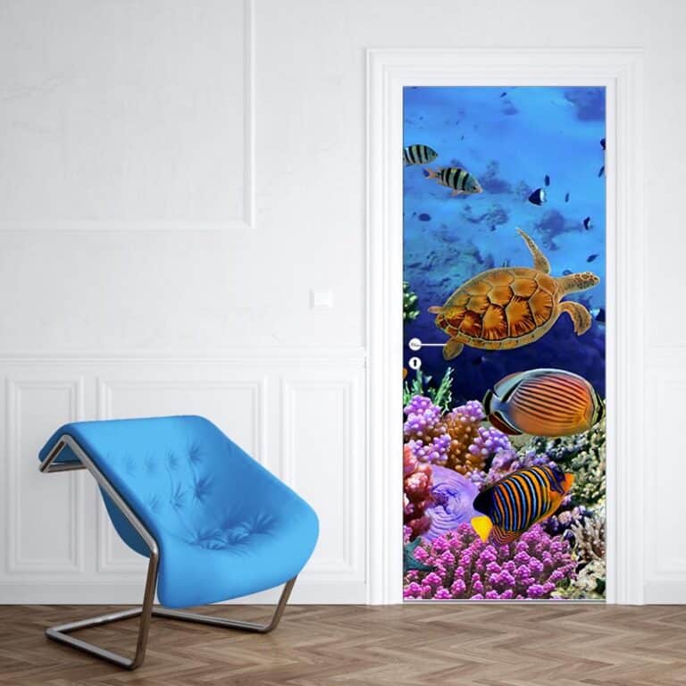 Deursticker Drukte in het aquarium