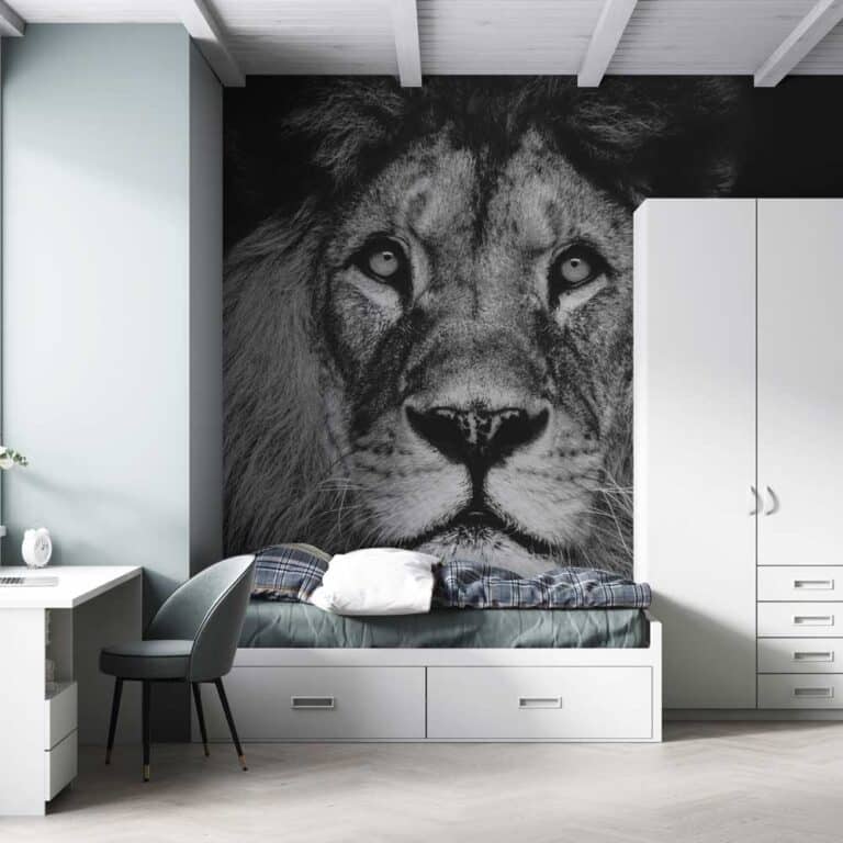 Fotobehang Leeuwenkop zwartwit