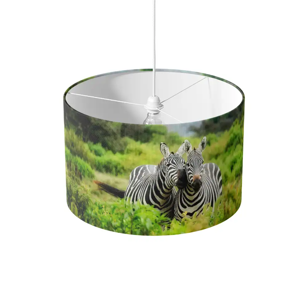 Lampenkap Knuffelende zebra's hangend