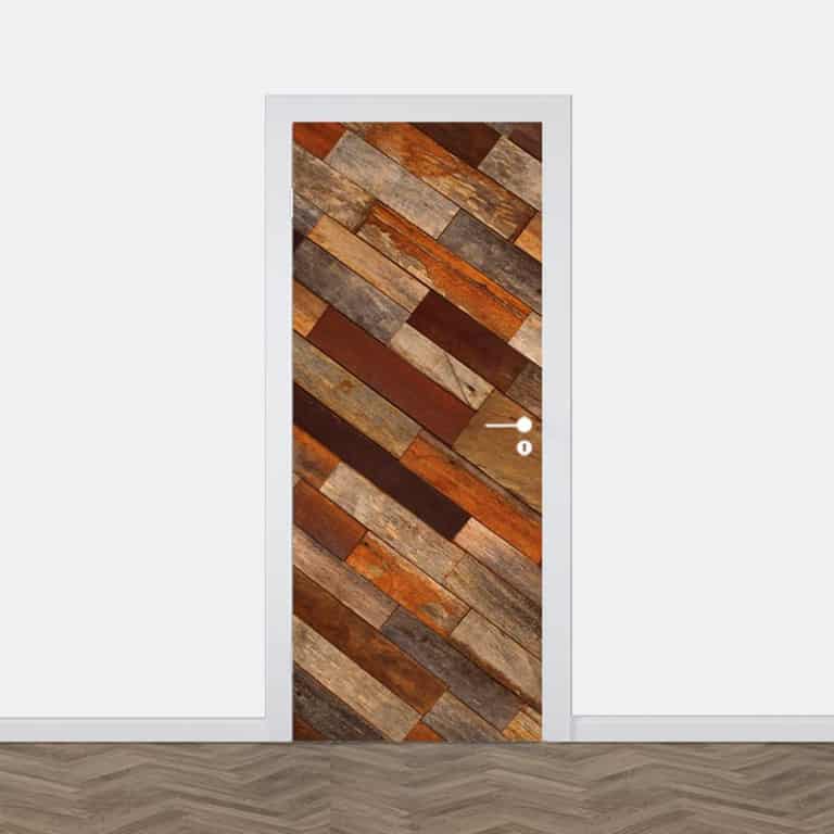 Deursticker Antiek hout patroon