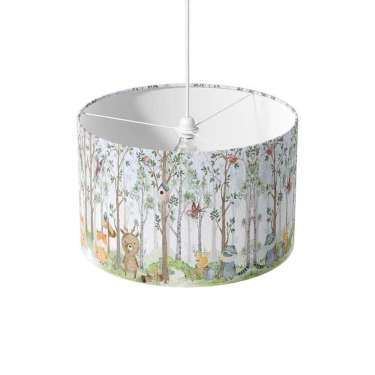 Lampenkap Vrolijke dieren in bos - kinderlamp - lampenkap
