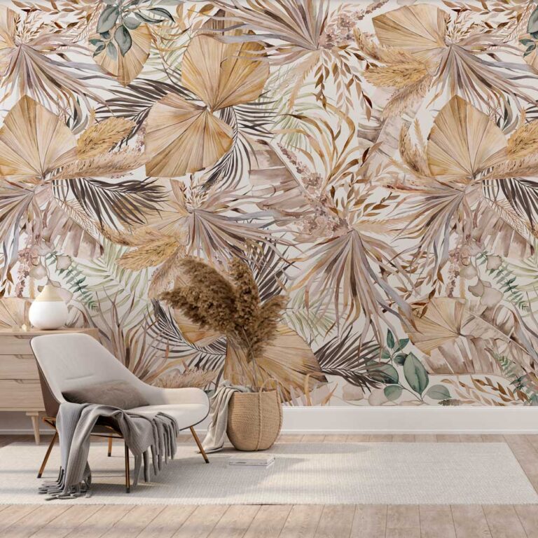 Fotobehang Bladeren patroon gekleurd