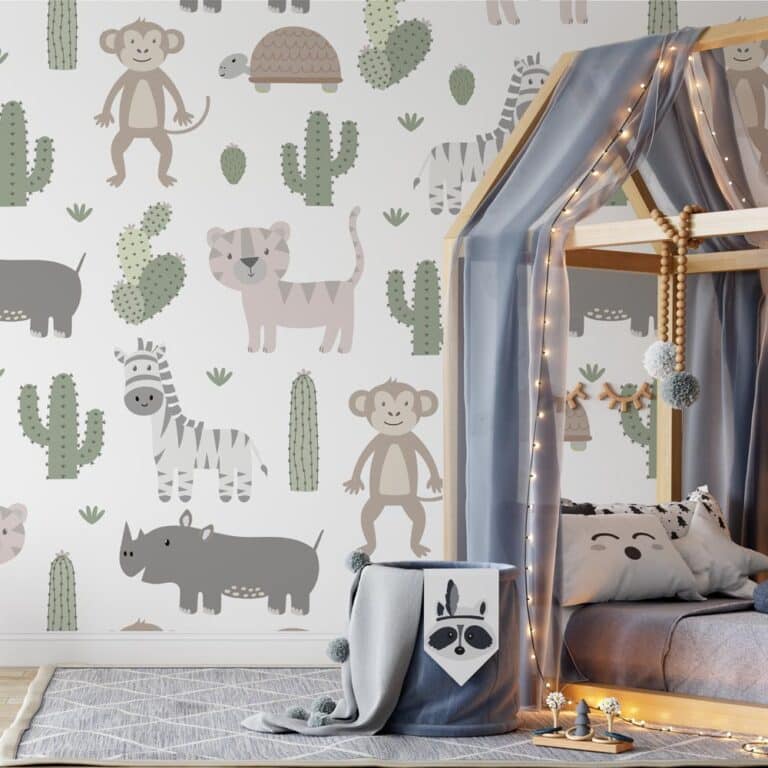 Kinderbehang Tijger zebra aap nijlpaard