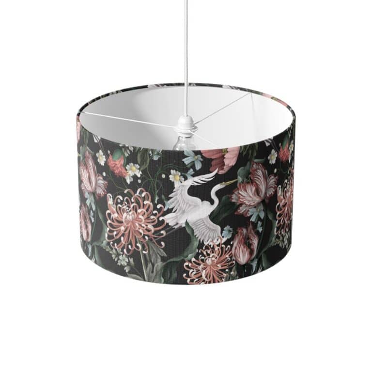 Lampenkap Kraanvogel tussen bloemen