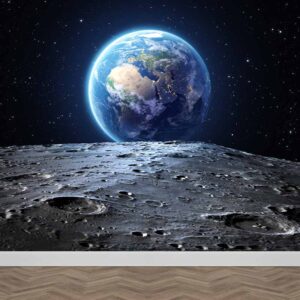 Fotobehang maan versus aarde