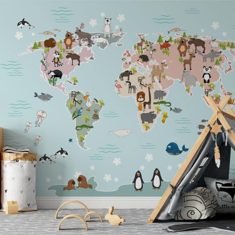 Kinderbehang Speelse wereldkaart