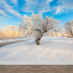 Fotobehang Boom in sneeuw landschap