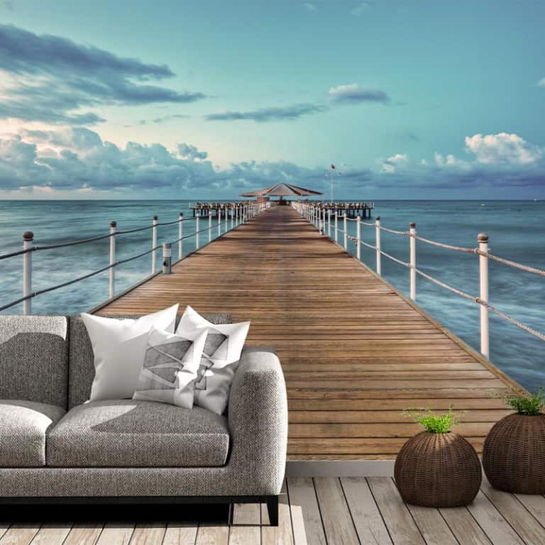 Fotobehang wegdromen op de steiger