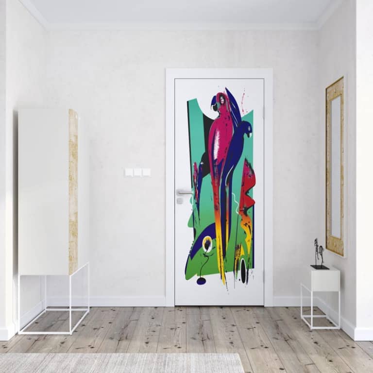 Deursticker Artistic parrots