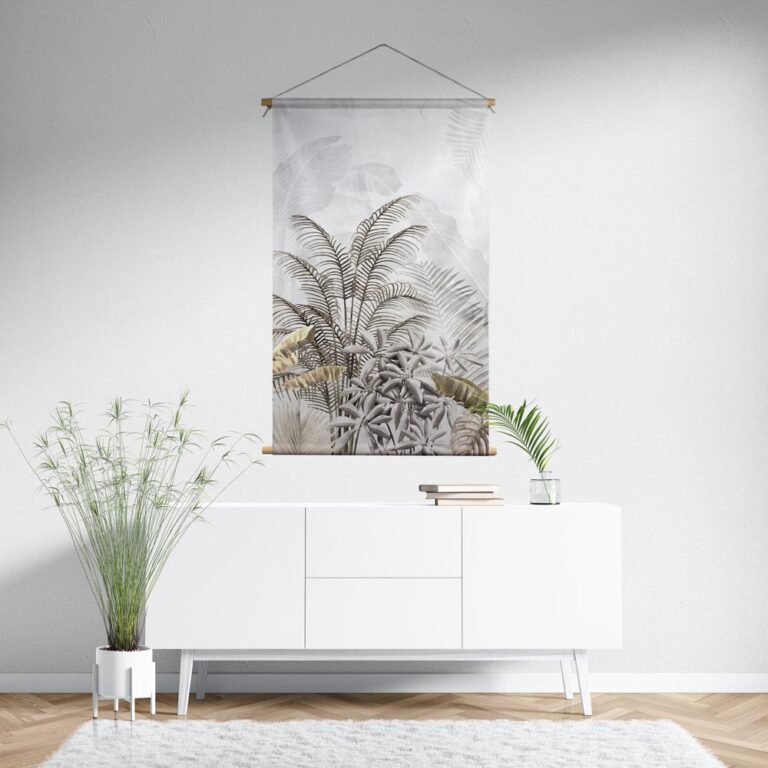 Textielposter Jungle in taupe