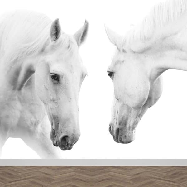 Fotobehang witte paarden duo