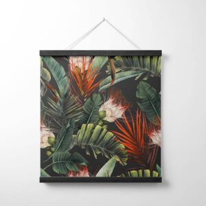 Wanddoek Tropische bladeren en bloemen